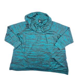 Massini Top Womens 3X Teal Cowl Neck Heathered Relaxed Fit Casual Soft Sweater